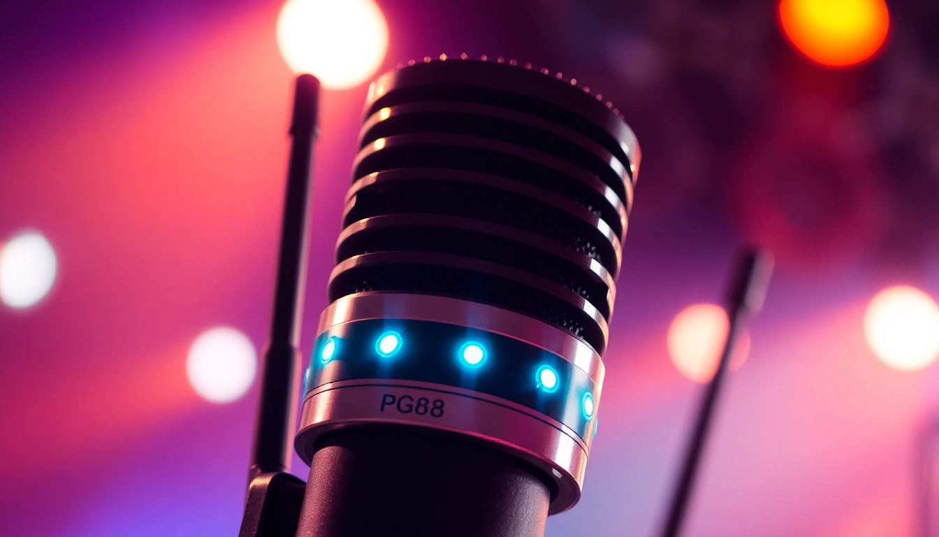High-quality PG88 wireless microphone receiver in use during a live performance, showcasing professional audio equipment and advanced features, enhancing stage sound clarity.