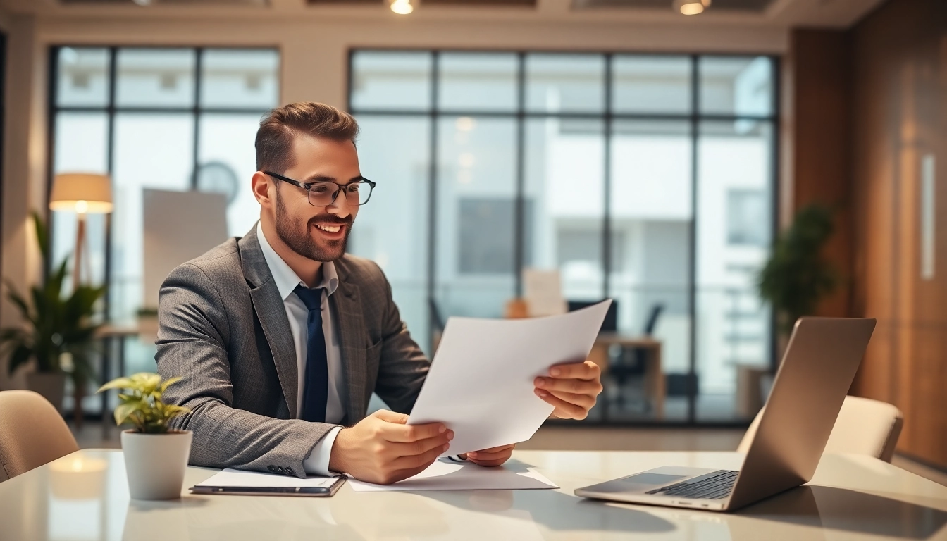 Business loan lender providing financial solutions, customer consulting with loan documents, professional setting
