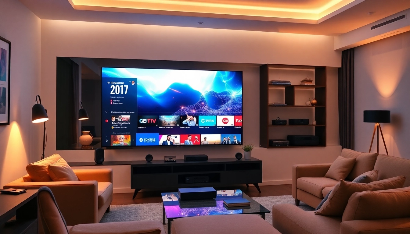 Bezoekers die streaming IPTV kopen met een moderne tv en betrouwbare internetverbinding
