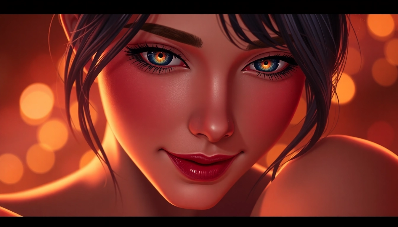 Realistic digital illustration of an expressive AI character's face in a warm, intimate setting.