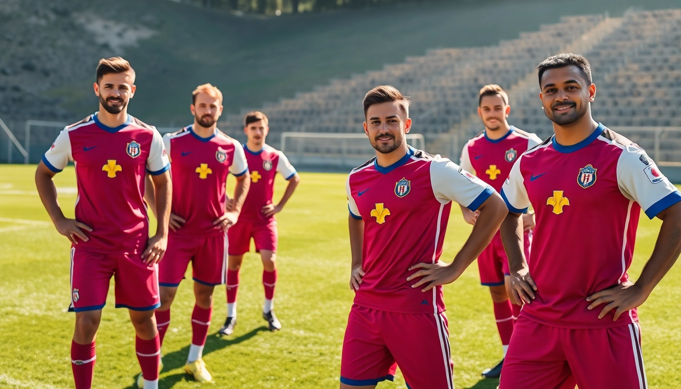 High-quality soccer uniforms showcasing team jerseys in action with vibrant colors and breathable fabric on a lush field for performance and style.