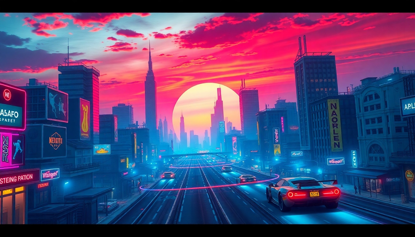 AI image generator no restrictions creates vibrant futuristic cityscape with neon lights and flying cars, ideal for digital art projects.