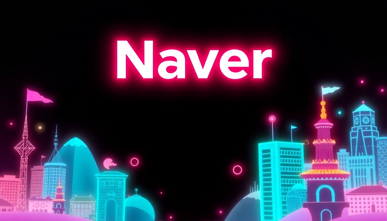 Engaging image showcasing the Naver logo with Korean cultural elements, emphasizing the platform's local roots and technological innovation, perfect for digital marketing visuals.