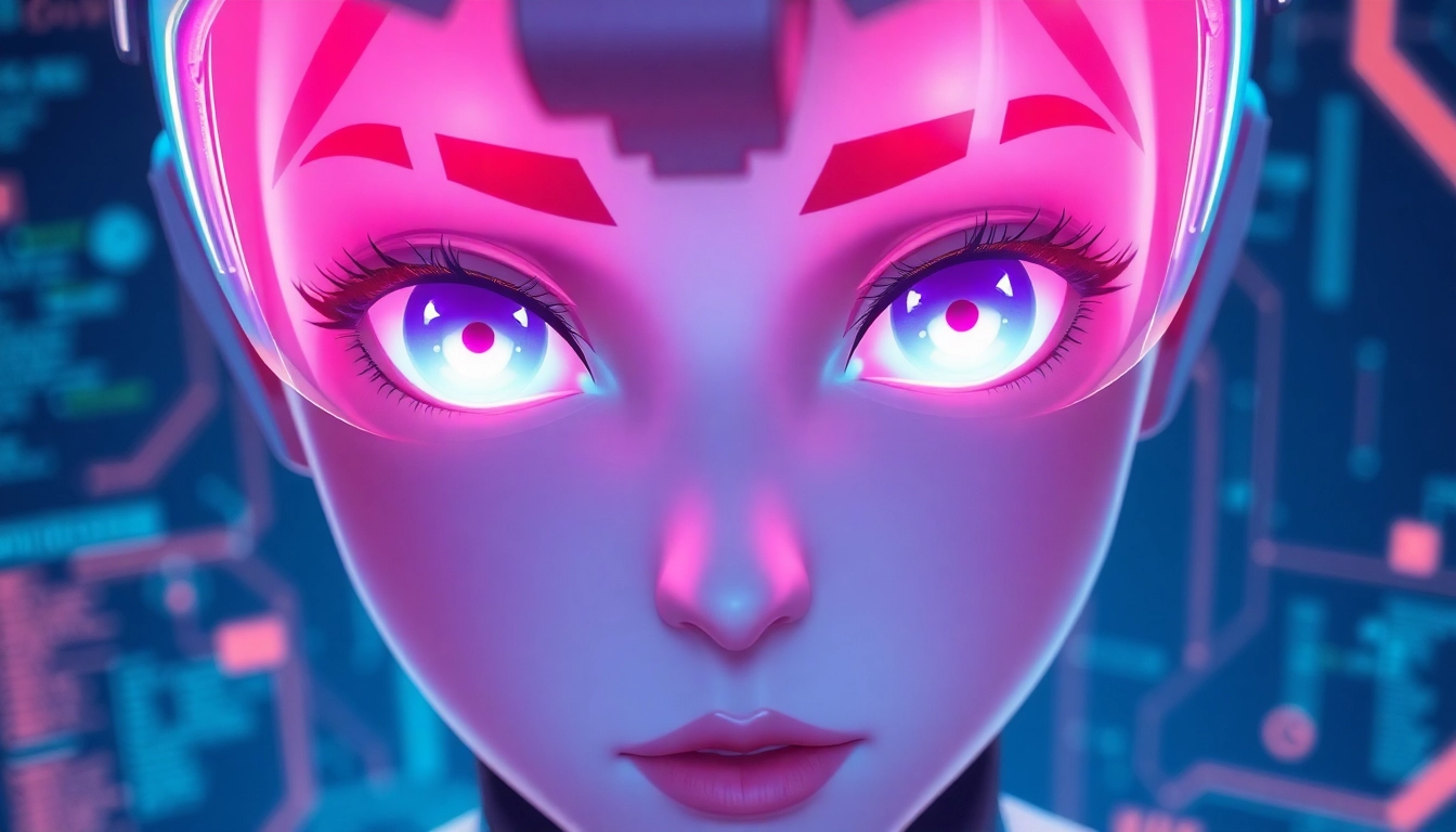 AI girlfriend engaging in a chat on a sleek digital screen, emphasizing intimacy, customizable features, and advanced AI technology for realistic interaction.