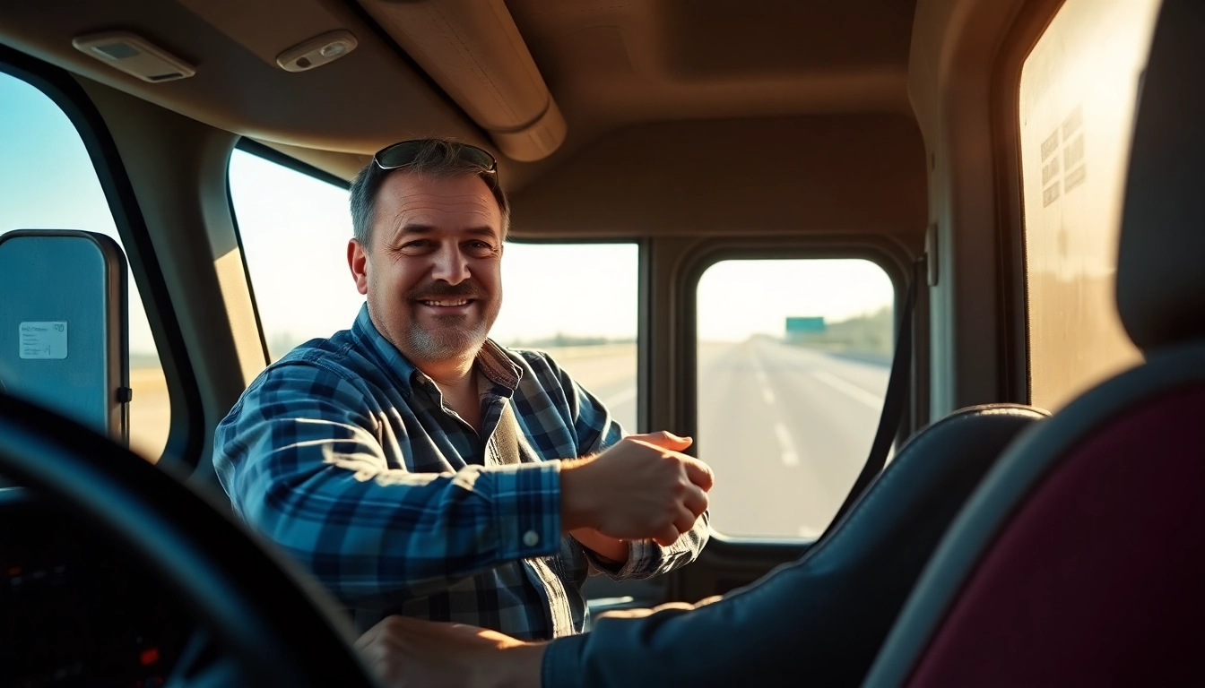 Truckers voice campaign professional trucker speaking into microphone in cab, emphasizing
