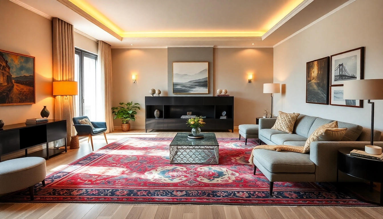 Beautiful Tappeti a Milano showcase with vibrant Persian and modern rugs in a stylish living