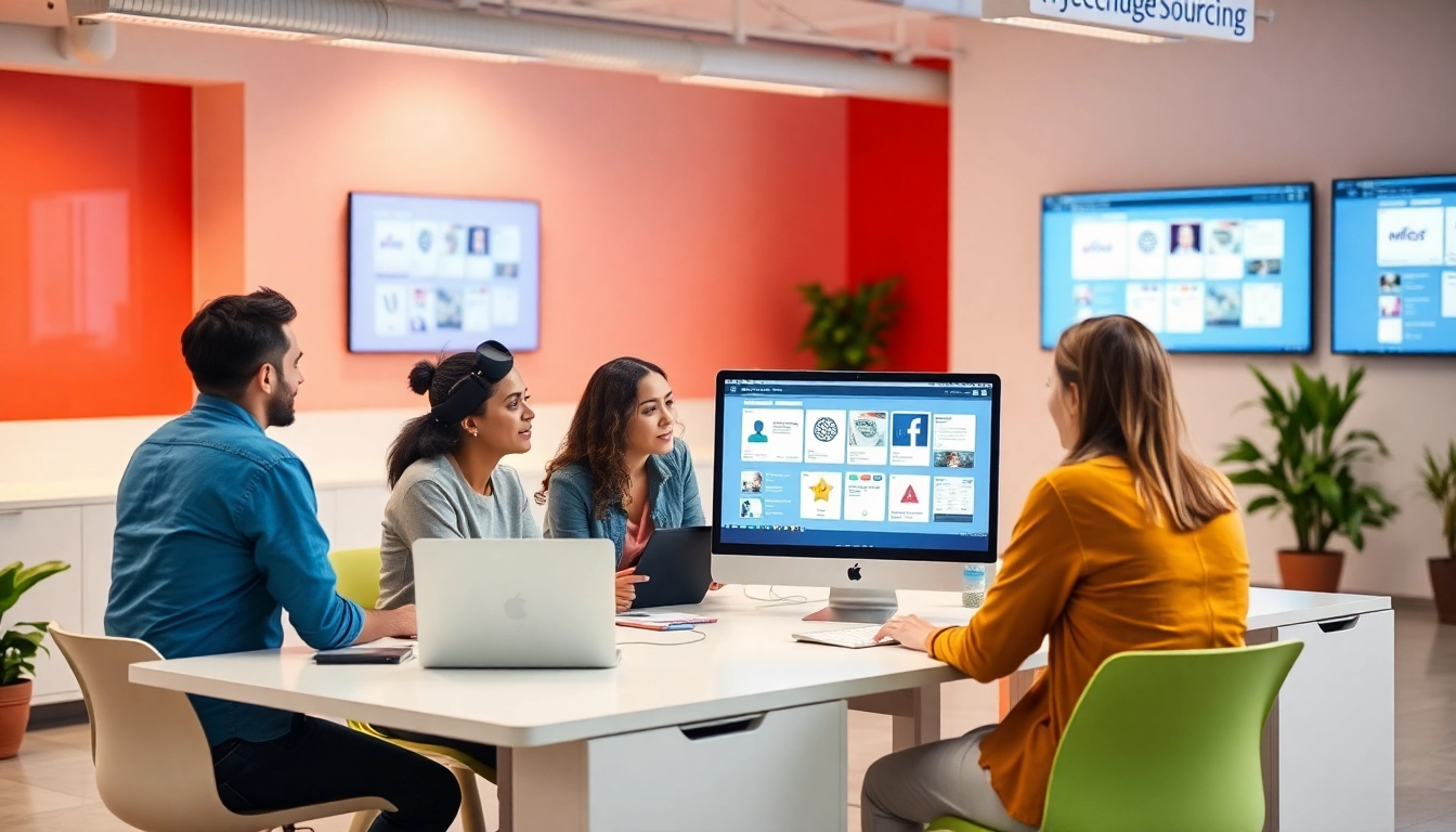 Professional team optimizing social sourcing platforms for effective talent engagement and