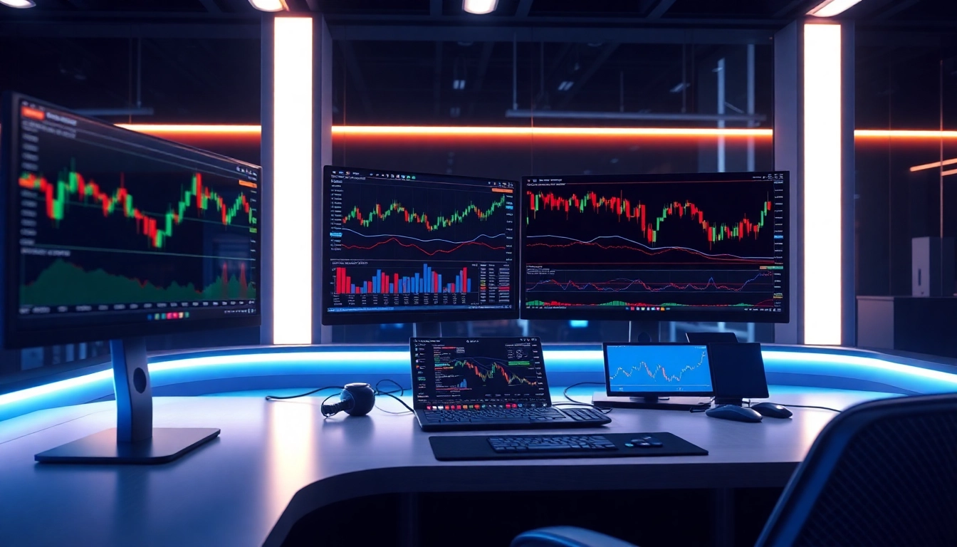 Trading view platform showcasing advanced market charts on a professional trading desk for investors