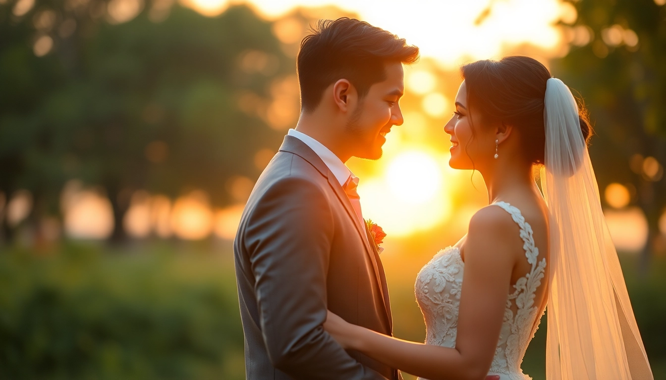 Professional photographer capturing natural moments during eskuvoi fotozas at sunset in lush
